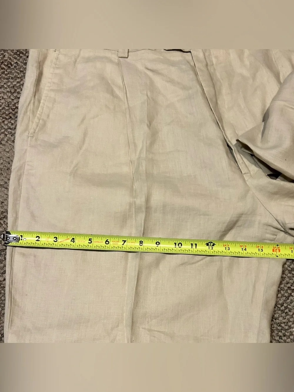 Inserch Linen Trousers Mens 44 White Pleated Wide Leg Cuffed Summer Beach Pants